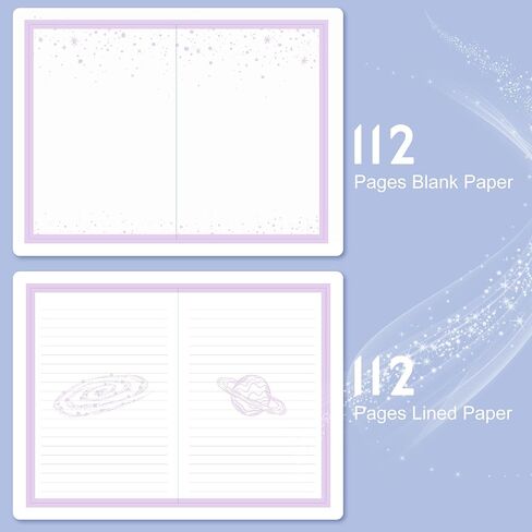 CAGIE Diary with Lock for Girls 224 Pages Unicorn Lock journal for Women with Star Pattern Paper, Purple Edge Starry Secret Diary for Women, 5.9" x 8.5", White Unicorn in Saudi Arabia