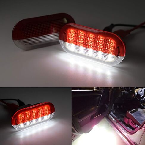 NSLUMO LED Courtesy Door Projector Light for VW Golf Beetle Cabrio Jetta Bora Polo Sharan Vento 18-SMD Xenon White Led Light Bulb CAN-bus Error Free in Saudi Arabia