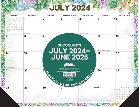 Willow Creek Press Succulents Academic يوليو 2024 - يونيو 2025 22 × 17 بوصة تقويم مكتبي شهري كبير، لوحة مكتب أو تقويم حائط in Saudi Arabia