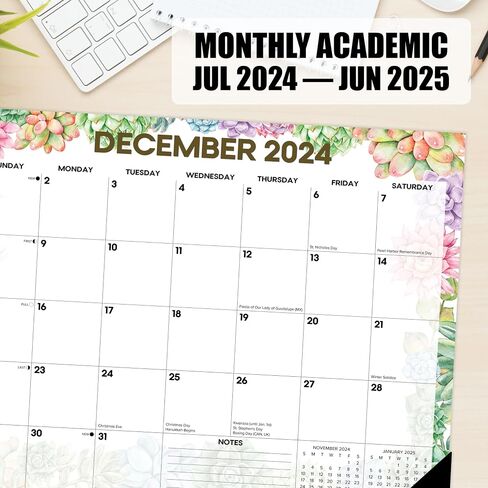 Willow Creek Press Succulents Academic يوليو 2024 - يونيو 2025 22 × 17 بوصة تقويم مكتبي شهري كبير، لوحة مكتب أو تقويم حائط in Saudi Arabia