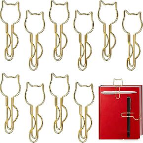 10-Pack Metal Pen Clips - Cute Cat Shaped Gold Paperclip Pen Holder for Notebooks and Papers - Metal Pen Clip Holder and Pen Holder Clip - School Office Supplies in Kuwait