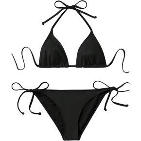 SHENHE Women's Triangle Bikini Set Halter Side Tie String Swimsuits 2 Piece Bathing Suit in Kuwait
