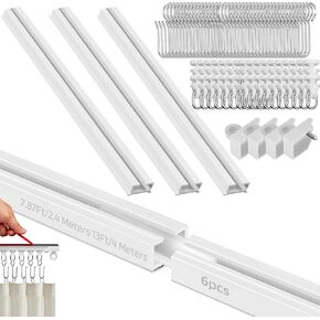 Curtain Tracks Ceiling Mount 7.87Ft/94.5" No Drill Ceiling or Wall Curtain Rail Track Self Adhesive Curtain Rod for Smooth Windows Cabinet Closet Door Frames (7.87Ft/94.5Inches) in Kuwait