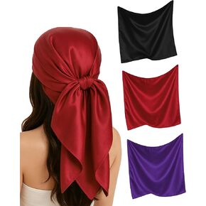 3 Pack Satin Head Scarf for Women – 35 Inches Square Scarf, Sleeping Hair Wrap Bandana in Kuwait