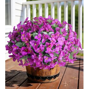INSPRING Faux Bougainvillea Artificial Flowers for Outdoors Spring Outside Decor, 4 Bundles UV Resistant Realistic Fake Plants Silk Flowers for Porch Patio Window Outdoor Planter Garden Home, Hotpink in Kuwait