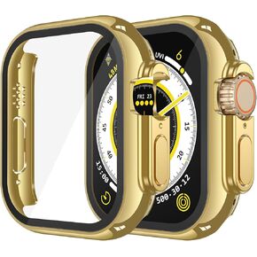 Misxi 2 Pack Tempered Glass Case Compatible for Apple Watch Series 10 (2024) 46mm, Hard PC Screen Protector Overall Protection Ultra-Thin Lightweight Scratch-Resistant Cover for iWatch, Satin Black in Kuwait