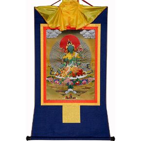 Gandhanra Green Tara Thangka Tibetan Thangka Art - نسيج بوذا المختوم الساخن لديكور منزل Zen، والتأمل، والاسترخاء الروحي، والسلام in Kuwait