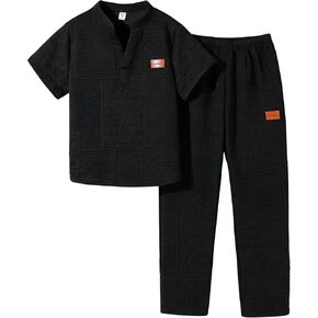 طقم ملابس للأولاد بأكمام قصيرة وسروال طويل، طقم من قطعتين للزي المدرسي مقاس 7-14 in Kuwait