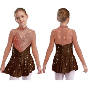 Kids Girls Figure Skating Dance Dresses with Shiny for Lyrical Modern Dance Competition and Stage Performance in Kuwait