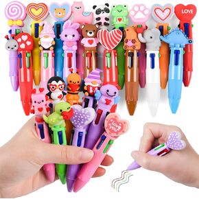 LiYiQ 25 Valentine's Day Animal Colorful Multicolor Pen in One Cartoon Cute Fun Cute Pens Bulk Kawaii Heart Capybara Frog Panda Shape Lovely Ballpoint Pens for Fun Gifts in Kuwait