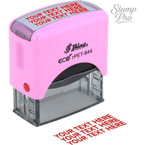 ختم Stamp Pro Pink ذاتي التحبير 3 أسطر مخصص - اسم شخصي أو ختم نص للمنزل والمدرسة والحرف اليدوية واستخدام الأعمال in Kuwait