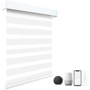 ستائر مزودة بمحرك مع جهاز تحكم عن بعد، ظلال حمار وحشي كهربائية ذكية بنسبة 95%، ستائر آلية مدمجة بمحرك أنبوبي قابلة لإعادة الشحن للنوافذ متوافقة مع Alexa Google (أبيض فاخر، 32 بوصة عرض × 72 بوصة ارتفاع) in Kuwait