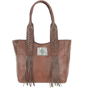 American West Hand Tooled Handcrafted 100% Genuine Leather Small Zip-Top Tote Purse for Women Mohave Canyon Collection in Kuwait
