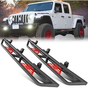 Running Boards Compatible with 2020 2021 2022 2023 2024 Gladiator JT 4 Door, Two Stairs Gladiator JT Side Steps Pickup Truck Steel Nerf Bars Step Plates Rock Sliders Rail, Texture Black in Kuwait