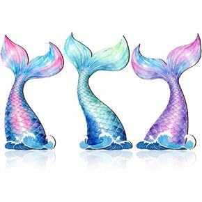 fiwochic 3 قطع حورية البحر ذيل جدار ديكور الخشب حورية البحر جدار الفن المائية تحت زخرفة البحر لتعليق الطفل الحضانة الفتيات غرفة نوم الحمام فناء حمام السباحة in Kuwait