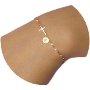 Qiansail هدايا عيد الحب لها - سوار متقاطع للنساء أساور متقاطعة ذهبية مع سلسلة ربط بالأحرف الأولى هدايا مسيحية دينية مجوهرات إيمانية حشوات سوتكينج in Kuwait