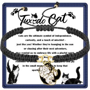 لطيف سهرة القط سوار للنساء الرجال، أبيض وأسود سهرة القط هدايا لمحبي القطط، سهرة القط مجوهرات هدية لعيد الميلاد عيد الميلاد in Kuwait