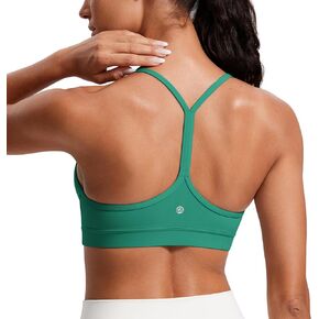 CRZ YOGA Butterluxe Y Back Sports Bras for Women - Padded Racerback Low Impact Spaghetti Thin Strap Workout Yoga Top Cascadia Green Medium in Saudi Arabia