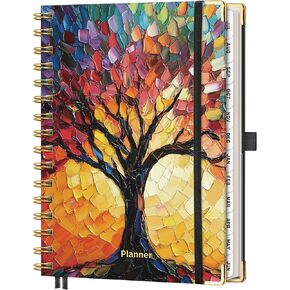 AHGXG Academic Planner 2026-2027, July 2026 - June 2027, Weekly and Monthly, 5.7" x 8.3", Hardcover, Spiral-Bound, for Women, Teacher, Student, School, 12-Month Tabs (Colourful Tree) in Kuwait