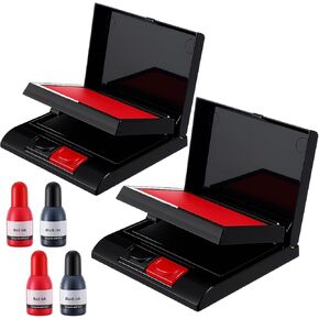 2 Set Two-Color Stamp Pad with Ink Refill, Red and Black 15ml Bottles of Ink Refill for Foam Felt Stamp Pads in Kuwait