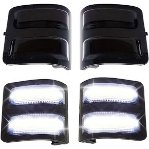 Switchback LED Side Mirror Marker Lights Compatible with 2008-2016 Ford F250 F350 F450 F550 Superduty Side Mirror Turn Signal Lights, Smoked Lens DRL Running Parking Tow 6000K White Lamp in Kuwait