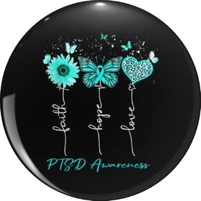 PTSD Awareness Faith Hope Love Leopard Sunflower Metal Lapel Hat Pin Te Tack Pinback 0.75" in Saudi Arabia
