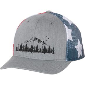 Heritage Pride Mountain Scene Tamarak Pine Forest Embroidered Mesh Back Trucker Hat in Kuwait