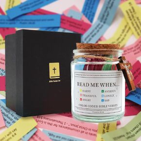 Bible Verse Jar, Read Me When Bible Verses in a Jar for Emotions and Feelings, Spiritual Connection Bible Study Guide Supplies Christian Gifts for Women Men Prayer Hope Jar in Kuwait