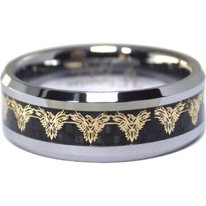 Fantasy Forge Jewelry Gold Phoenix Black Carbon Fiber Tungsten Ring Mens Womens 8mm Wedding Band Sizes 5-17 in Kuwait