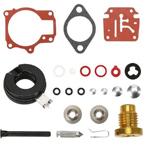 396701 Carburetor Rebuild Kit with Float Compatible with Johnson Evinrude 18 20 25 28 30 35 40 45 48 50 55 60 65 70 75 HP Marine Outboard Motors Carb Repair Kit Replaces 392061 in Kuwait