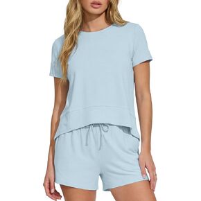 Darong 2 Piece Sets for Women Summer Lounge Wear Casual Short Sleeve Tshirts Shorts Matching Airport Outfit Postpartum in Kuwait
