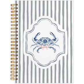WUCHJ Navy Blue Coastal Beach Notebook, Preppy Beach Lobster Journal, Blue Striped Nautical Coastal Notebook Journal for Note Taking, Gifts for Beach Lovers, 5.5x8.3 Inch in Saudi Arabia