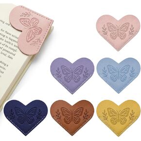 Leather Heart Bookmarks for Women - 6 Pcs Butterfly Embossed Corner Page Bookmarks, Cute PU Leather Book Marks Gift for Book Lovers Teachers Students, Butterfly Gifts for Women Reading Accessories in Saudi Arabia