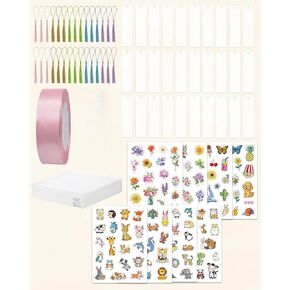 مجموعة 70 قطعة من علامات مرجعية من الأكريليك، علامات مرجعية من الأكريليك الشفاف مع شرابات وردية لعلامات تعليق الهدايا اليدوية DIY (النمط أ) in Kuwait