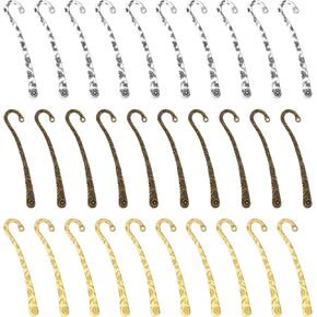 30 قطعة من إشارة مرجعية معدنية بـ 3 ألوان، مشبك إشارة مرجعية منحوت عتيق، خطاف دبوس شعر للإشارات المرجعية مع حلقة لمحبي الكتب واللوازم المكتبية للمعلمين وصناعة المجوهرات in Kuwait