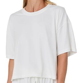 BUMPSUIT Crop Top for Women - Short Sleeve T-Shirts, Round Neck Cloud Cropped Athletic Gym Casual Blouse | Soft Yoga Boxy Tee in Kuwait