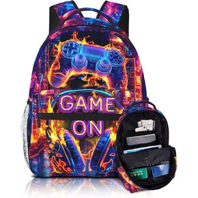 حقيبة ظهر للألعاب نيون للمدرسة بنين بنات باللونين الأحمر والأزرق، حقائب ظهر خفيفة الوزن مقاومة للماء للمدرسة والسفر والتنزه سيرًا على الأقدام وحقائب ظهر للأولاد من سن 6-8،8-10،8-12،10-12 سنة in Kuwait
