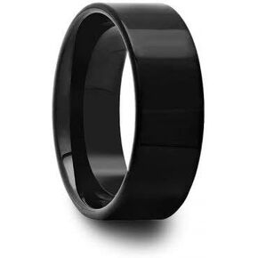 8 mm Mens Black Tungsten Carbide Rings Wedding Bands Pipe Cut Polished in Kuwait