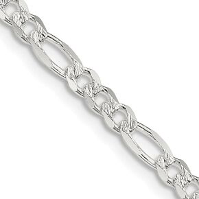Saris and Things Sterling Silver 4mm Pavé Flat Figaro Chain Necklace Multiple Sizes in Kuwait