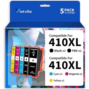 استبدال خرطوشة الحبر المعاد تصنيعها لحزمة التحرير والسرد لخراطيش الحبر Epson 410 410XL T410 T410XL للتعبير XP-530 XP-630 XP-635 XP-640 XP-830 XP-7100 (5 عبوات) in Kuwait