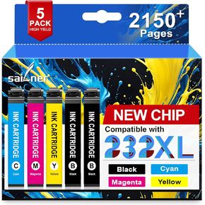 SAILNER Remanufactured Ink Cartridge Replacement for Epson 232 232XL Ink Cartridges Combo Pack With Latest Upgrade Chip Work for Epson Expression XP-4200 XP-4205 WorkForce WF-2930 WF-2950 5-Pack BKCMY in Kuwait