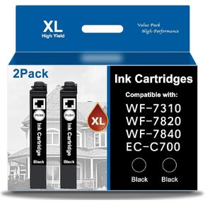 Remanufactured 812XL Ink Cartridges Replacement for Epson 812 Ink Cartridges Black ink Cartridge work with Workforce Pro WF-7840 WF-7820 WF-7310 EC-C7000 Printer Workforce Pro 7840 7310 Ink(2 Pack) in Kuwait