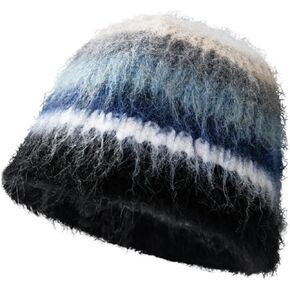 BAIMORE Women's Fall Winter Mohair Striped Skull Cap Fuzzy Ombre Knit Wool Beanie in Kuwait