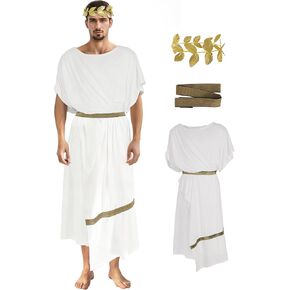 Men's Greek Toga Costume with Headband, Roman Dionysus Style Adult Outfit for Halloween in Kuwait