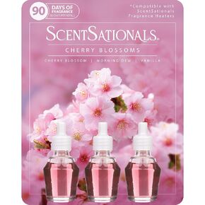 ScentSationals Cherry Blossoms Fragrance Oil Plug In Air Freshener Refills 3-Pack - Works with Scentsationals Wall Plugs, Long-Lasting Home Fragrance, 0.8 fl oz Each, Packaging May Vary in Saudi Arabia