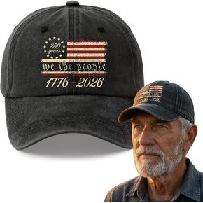 We The People Washed Denim Baseball Cap, 250th American Anniversary Commemorative Hat, Adjustable Cap for Men Women, Retro Patriotic Cap Gifts in Saudi Arabia