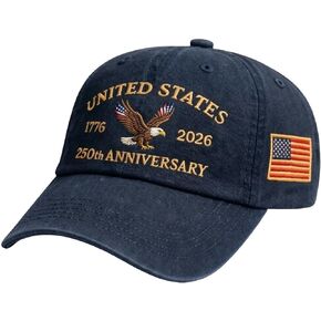NAZENTI 250 Anniversary USA Cap, Personalized Patriotic Embroidered Baseball Cap with Name, Gift for Men & Women in Saudi Arabia