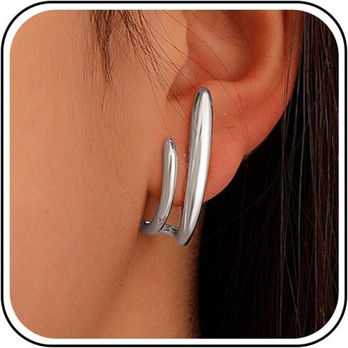 Claw Earrings for Women Gold Ear Cuff Earrings Minimalist Hoop Earrings Double Hoop Huggie Earrings for Piercing Gift for Her in Kuwait