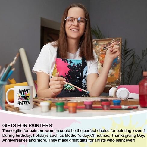 Mepase 4 Pcs Painting Artist Gift Set for Women Include Paint Artist Waterproof Apron Keychain Mug Novelty Socks Creative Holiday Birthday Gift for Art Lover Teacher Colleague Painters in Saudi Arabia