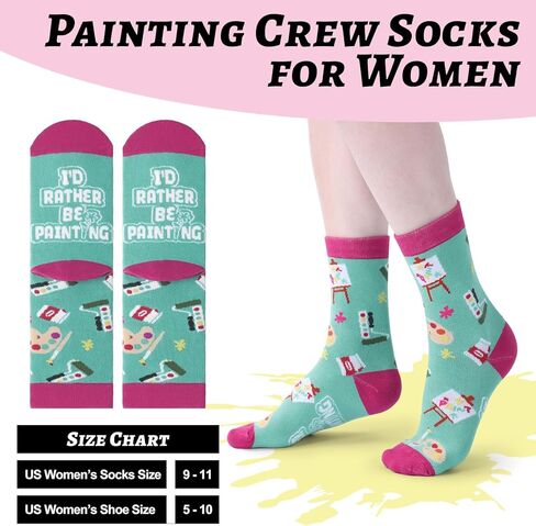 Mepase 4 Pcs Painting Artist Gift Set for Women Include Paint Artist Waterproof Apron Keychain Mug Novelty Socks Creative Holiday Birthday Gift for Art Lover Teacher Colleague Painters in Saudi Arabia